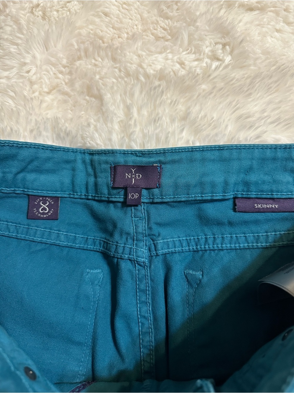 NYDJ Lift Tuck Skinny Jeans Teal Turquoise Made USA Stretch Denim Women’s 8 - Picture 7 of 10